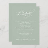 書道エレガントセージ緑の結婚詳細 エンクロージャーカード (正面/裏面)