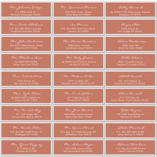 書道エレガントテラコッタ結婚のゲストラベル シール (正面)