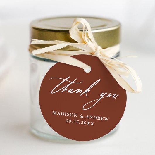 書道エレガントテラコッタ結婚の感謝 フェイバータグ