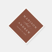 書道エレガントテラコッタ結婚ズ スタンダードカクテルナプキン (角)