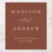 書道エレガントテラコッタ結婚ズ ワインラベル (シングルラベル)