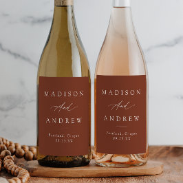 書道エレガントテラコッタ結婚ズ ワインラベル