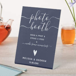 書道エレガントネイビーブルー結婚ズ写真館 台座サイン