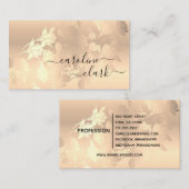 書道エレガントバラのモダン金ゴールド黒の花 名刺 (正面/裏面)