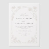 書道エレガントバラオーチャード庭園の結婚式 ベラム紙招待状 (正面)