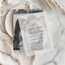 書道エレガントバラオーチャード庭園の結婚式 ベラム紙招待状