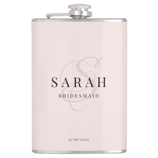 書道エレガントバラモノグラム花嫁ギフト フラスク (正面)