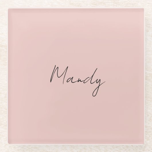 書道エレガントバラ金ゴールドプレーンシンプル名 ガラスコースター (正面)