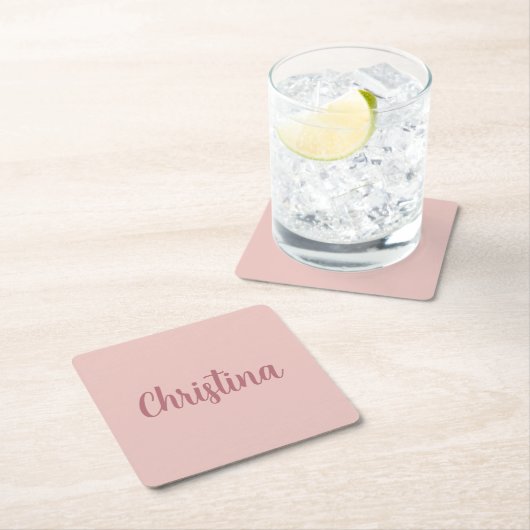 書道エレガントバラ金ゴールドプレーンシンプル名 スクエアペーパーコースター (インサイチュ)