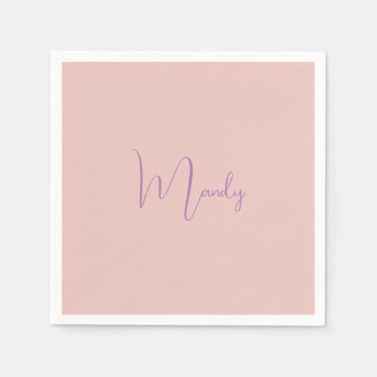 書道エレガントバラ金ゴールドプレーンシンプル名 スタンダードカクテルナプキン (正面)