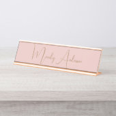 書道エレガントバラ金ゴールドプレーンシンプル名 デスクネームプレート (正面)