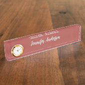 書道エレガントパーソナライズされた赤レンガ デスクネームプレート (側面)