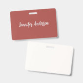 書道エレガントパーソナライズされた赤レンガ バッジ (正面＆裏面)