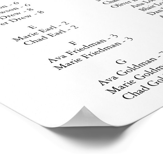 書道エレガントビーチテーマ座席表 ポスター (角)