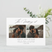 書道エレガントビーチ写真QRコード結婚 招待状 (スタンド正面)