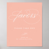 書道エレガントピンクのミニマル葉の好意のサイン ポスター (正面)