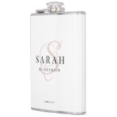 書道エレガントピンクのモノグラム花嫁ギフト フラスク (左)