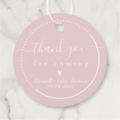 書道エレガントピンクの赤ちゃんシャワーありがとう フェイバータグ (裏面)