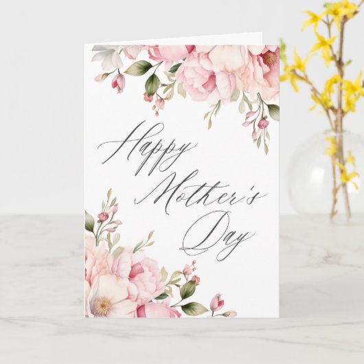 書道エレガントピンクフローラ母の日 カード (黄色い花)