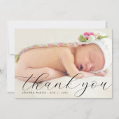 書道エレガントフルフォトサンキュー誕生 案内状 (正面)