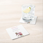 書道エレガントフローラ歓迎ブライダルシャワー スクエアペーパーコースター (インサイチュ)