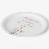 書道エレガントフローラ歓迎ブライダルシャワー ペーパープレート (アングル)