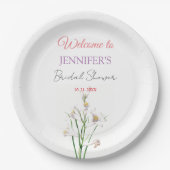 書道エレガントフローラ歓迎ブライダルシャワー ペーパープレート (正面)