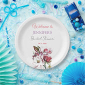 書道エレガントフローラ歓迎ブライダルシャワー ペーパープレート (パーティー)