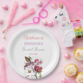 書道エレガントフローラ歓迎ブライダルシャワー ペーパープレート (パーティー)