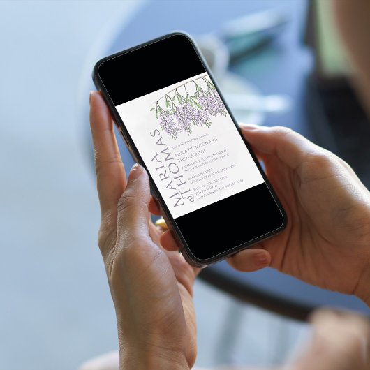 書道エレガントフローラ薄紫水色 招待状