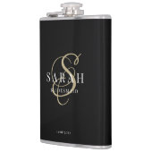 書道エレガントブラックモノグラム花嫁ギフト フラスク (左)