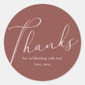 書道エレガントブルゴーニュありがとう ラウンドシール (正面)
