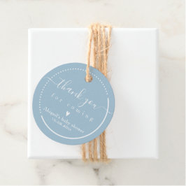 書道エレガントブルーベビーシャワー「ありがとう」 フェイバータグ