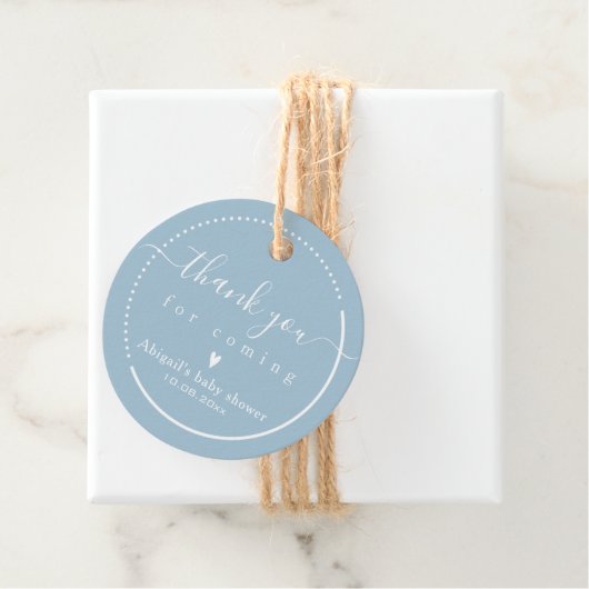 書道エレガントブルーベビーシャワー「ありがとう」 フェイバータグ (インサイチュ)