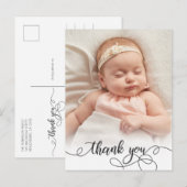 書道エレガントベビー生まれたばかりの写真ありがとう ポストカード (正面/裏面)