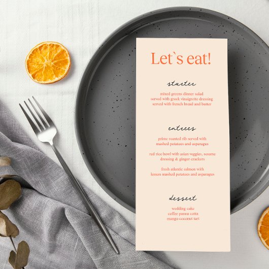 書道エレガントベージュ結婚のメニューカード メニュー