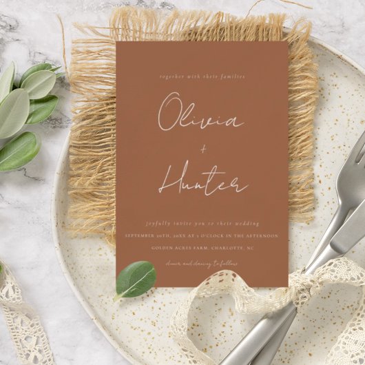 書道エレガントボホテラコッタ結婚ズ 招待状