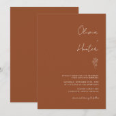 書道エレガントボホテラコッタ結婚ズ 招待状 (正面/裏面)