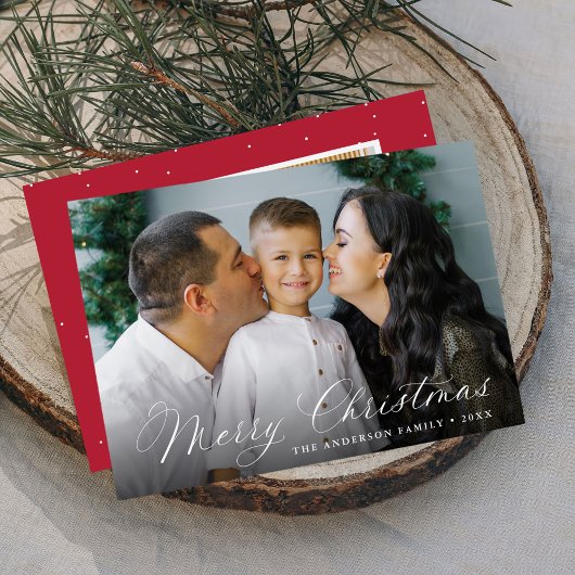 書道エレガントメリークリスマスレッド2写真 シーズンカード