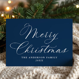書道エレガントメリークリスマス海軍ノンフォト シーズンカード