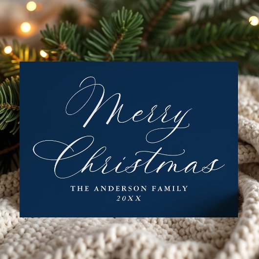 書道エレガントメリークリスマス海軍ノンフォト シーズンカード