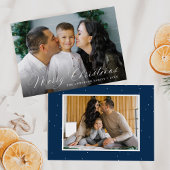 書道エレガントメリークリスマス海軍2写真 シーズンカード