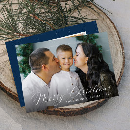 書道エレガントメリークリスマス海軍2写真 シーズンカード
