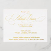 書道エレガントモダンリハーサルディナー 箔招待状ポストカード (正面)