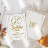 書道エレガントモダン金ゴールド90誕生日 招待状