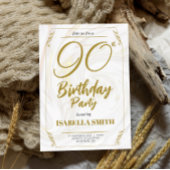 書道エレガントモダン金ゴールド90誕生日 招待状