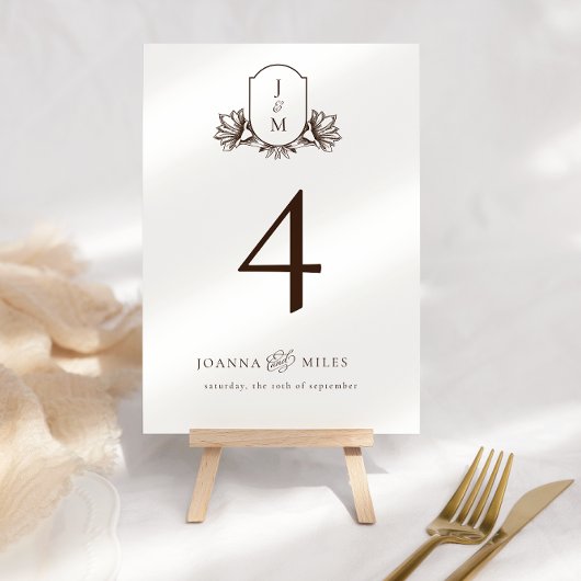 書道エレガントモノグラムクレストニュートラルブラウン 招待状