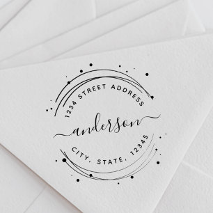 書道エレガントモノグラムラウンド差出人住所 ラバースタンプ