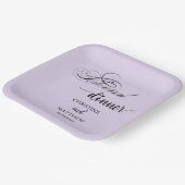 書道エレガントライトパープルリハーサルディナー ペーパープレート (傾斜あり)