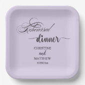 書道エレガントライトパープルリハーサルディナー ペーパープレート (正面)